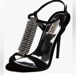 Badgley Mischka Black Crystal Embellished Heels